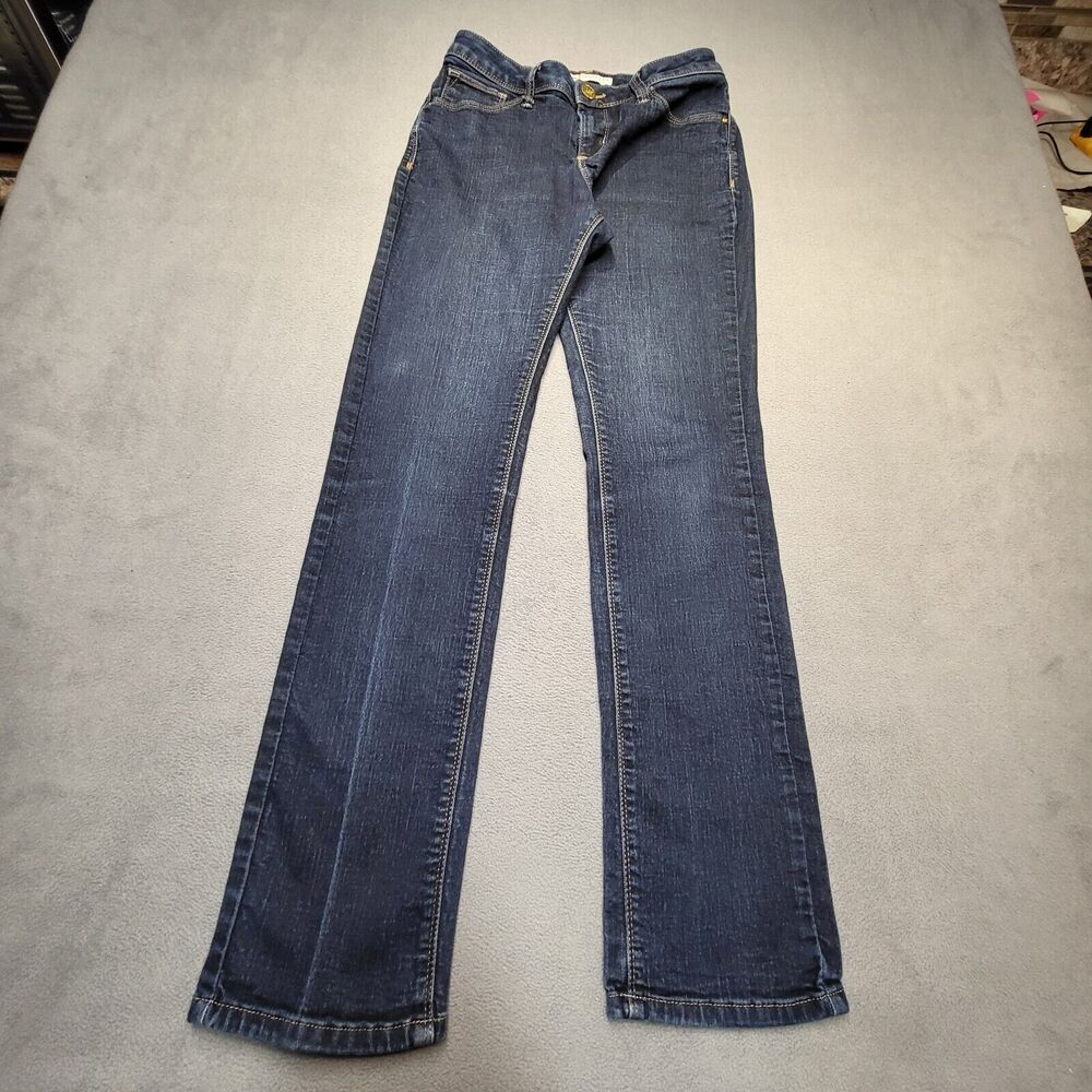 Lee Jeans Womens 8? Blue Perfect Fit Straight Leg Distressed Stretch Denim